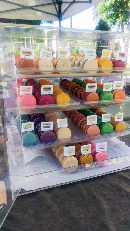 Different flavors of Macaroons in Display at farmer's market
