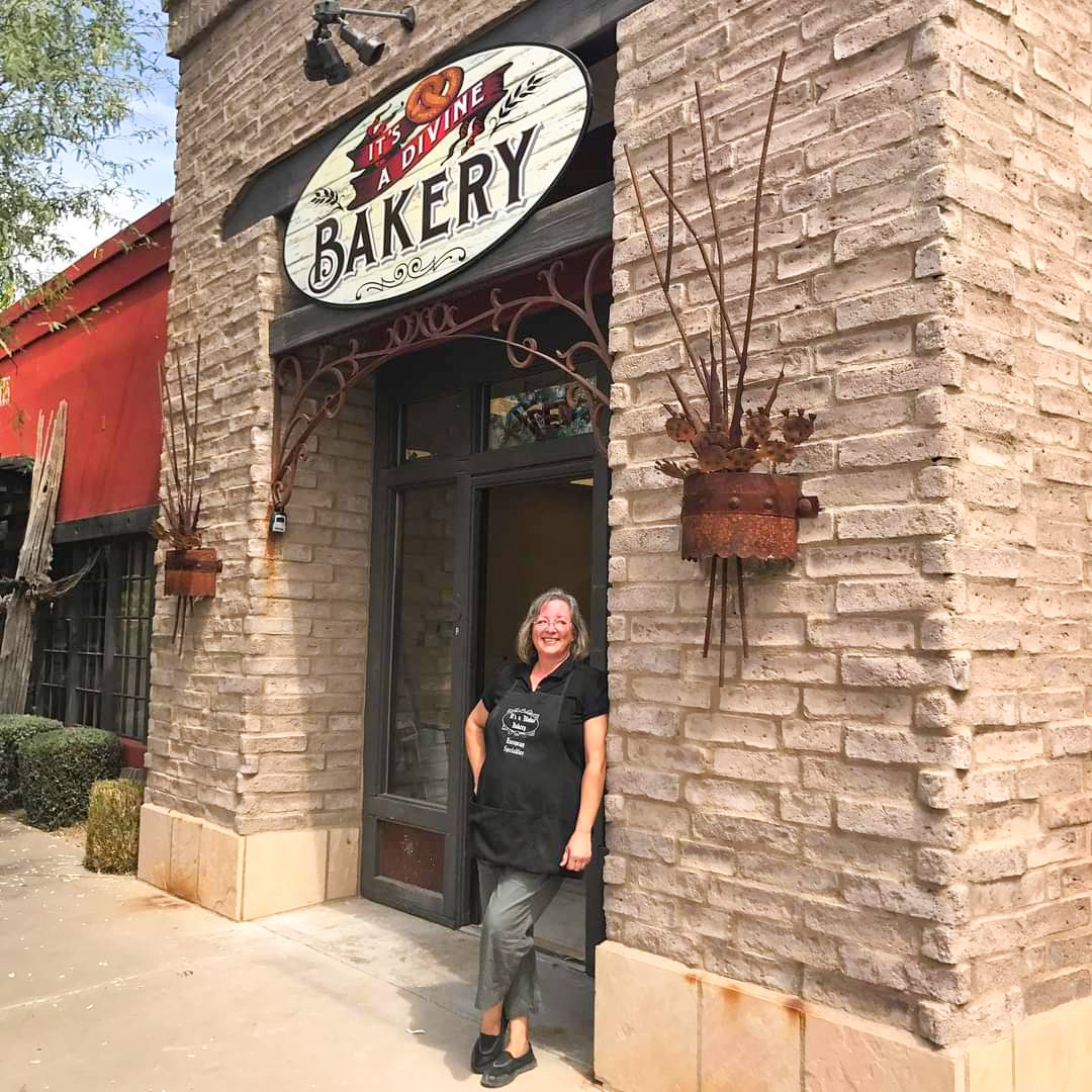 Susan Fiebig standing in front of her bakery